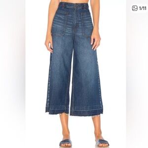 Free People We The Free wide leg High Rise Dawn to Dusk Crop Flare Denim jeans